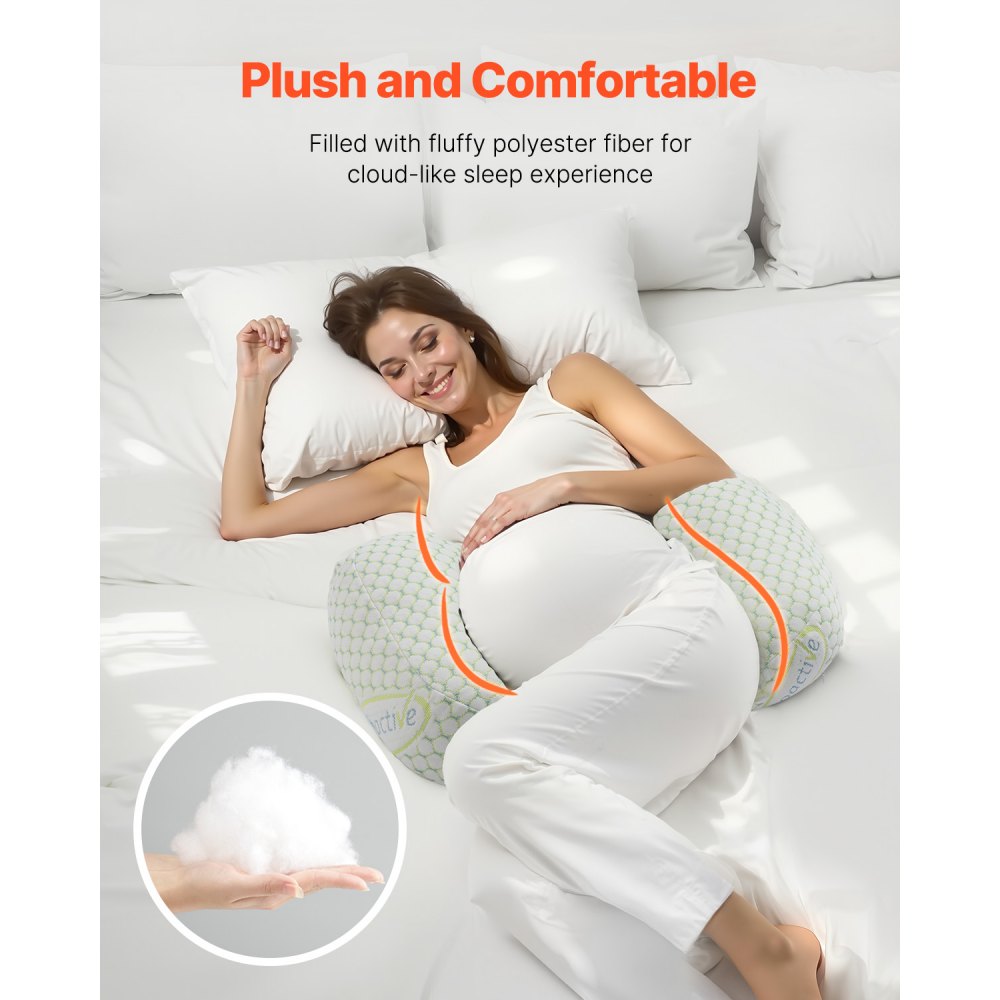 VEVOR Pregnancy Wedge Pillow, W-Shaped Maternity Pillow for Pregnant Women, Soft and Breathable Pregnancy Pillow with Removable & Washable Cover for Back Belly Hips Support, Lightweight and Portable