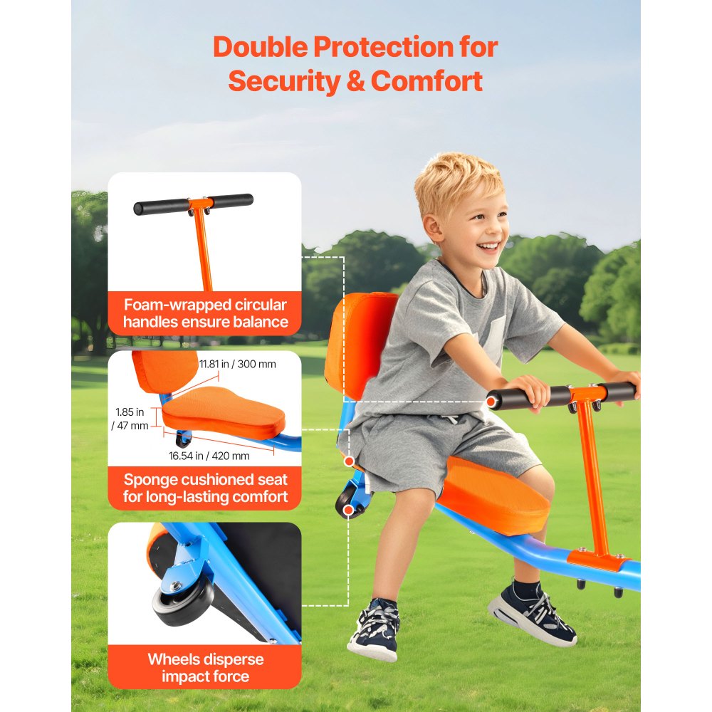 VEVOR Kids Seesaw, 300 lbs Load Capacity, Sit and Spin Teeter Totter with Easy-Grip Handles, Kids Outdoor Playground Equipment, Outside Toys, Swiveling 360 Degrees Rotating for Children Aged 3+