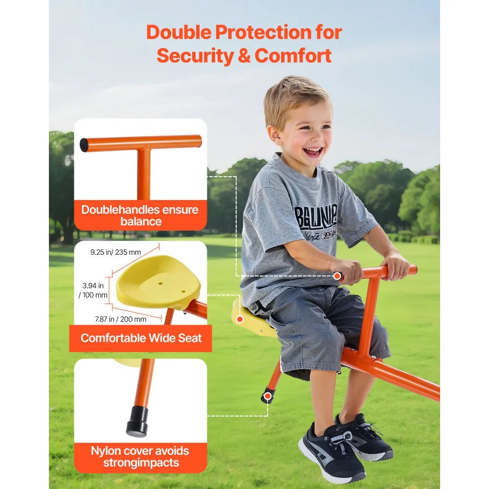 VEVOR Kids Seesaw, 100 lbs Load Capacity per Seat, Sit and Spin Teeter Totter with 3-prong Support Legs, Kids Outdoor Playground Equipment, Swiveling 360 Degrees Rotating for Children Aged 3+