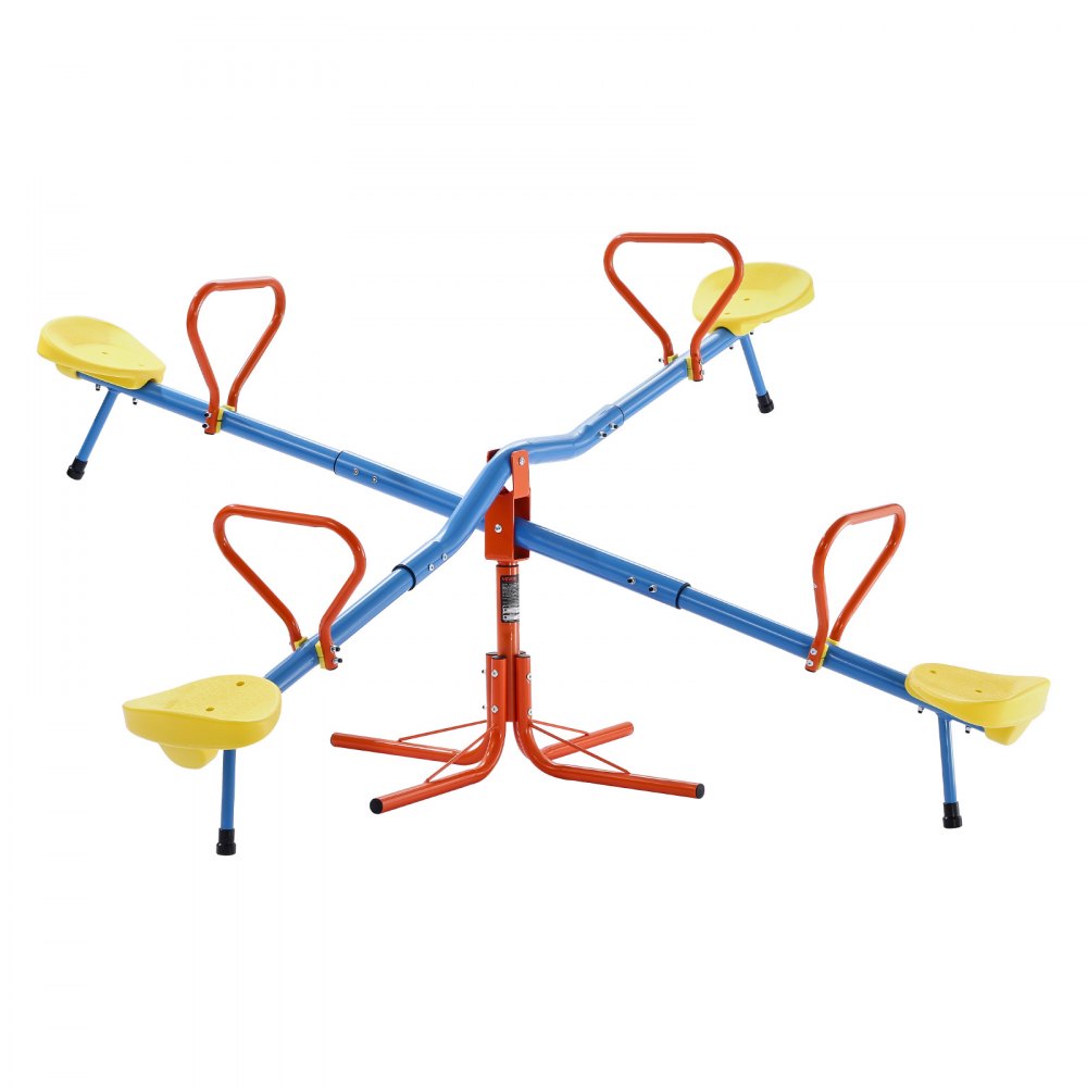 VEVOR Kids Seesaw, 110 lbs Load Capacity per Seat, Sit and Spin Teeter Totter with 4-prong Support Legs, Kids Outdoor Playground Equipment, Swiveling 360 Degrees Rotating for Children Aged 3+, 4 Seats