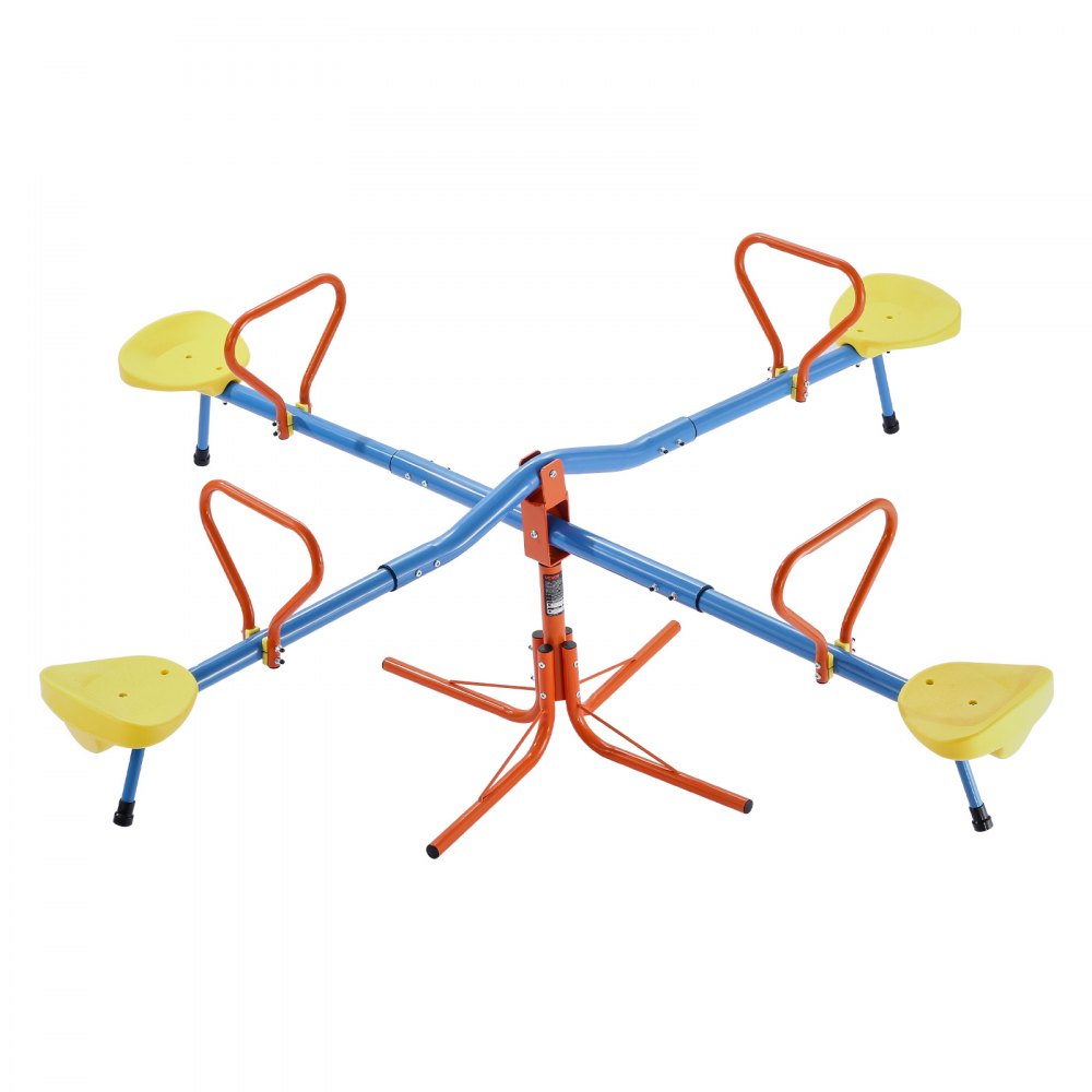 VEVOR Kids Seesaw, 110 lbs Load Capacity per Seat, Sit and Spin Teeter Totter with 4-prong Support Legs, Kids Outdoor Playground Equipment, Swiveling 360 Degrees Rotating for Children Aged 3+, 4 Seats