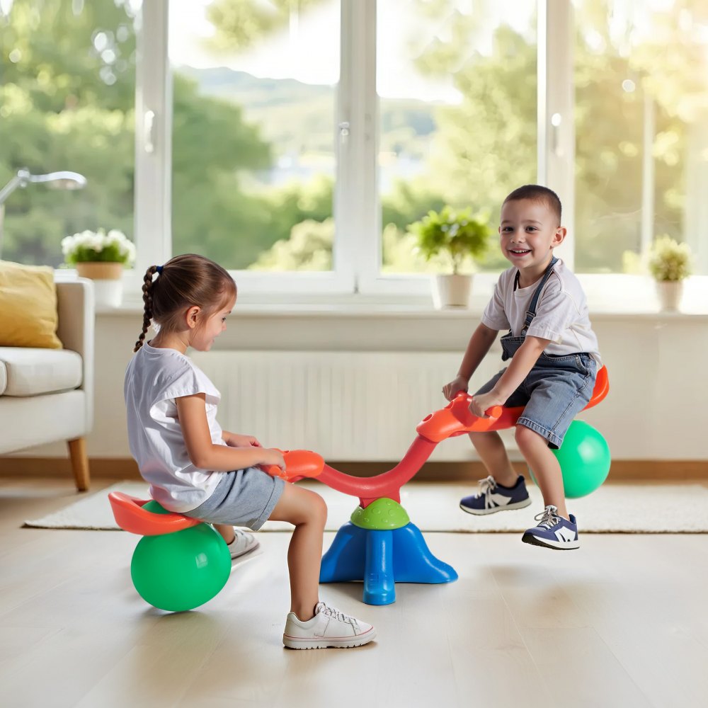 VEVOR Kids Seesaw, 55 lbs Load Capacity per Seat, Sit and Spin Teeter Totter with Handles, Kids Outdoor Playground Equipment, Swiveling 360 Degrees Rotating for Children Aged 3+, Multi Colored