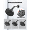 VEVOR Tub and Shower Faucet Set, Complete with 5-Inch Rainfall Shower Head and Bathtub Spout, 8-Setting Adjustable Spray, Single-Handle Tub Trim Kit with Brass Pressure Balancing Valve, Matte Black
