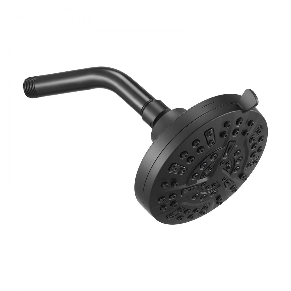 VEVOR Tub and Shower Faucet Set, Complete with 5-Inch Rainfall Shower Head and Bathtub Spout, 8-Setting Adjustable Spray, Single-Handle Tub Trim Kit with Brass Pressure Balancing Valve, Matte Black