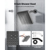 VEVOR Tub and Shower Faucet Set, Complete with 6-Inch Rainfall Shower Head and Bathtub Spout, Single-Spray Single-Handle Tub Trim Kit with 304 Stainless Steel Valve Trim for Bathrooms, Matte Black