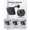 VEVOR Tub and Shower Faucet Set, Complete with 5.1-Inch Rainfall Shower Head and Bathtub Spout, 5-Setting Adjustable Spray, Single-Handle Tub Trim Kit with Brass Pressure Balancing Valve, Matte Black
