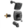 VEVOR Tub and Shower Faucet Set, Complete with 5.1-Inch Rainfall Shower Head and Bathtub Spout, 5-Setting Adjustable Spray, Single-Handle Tub Trim Kit with Brass Pressure Balancing Valve, Matte Black