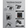 VEVOR Tub and Shower Faucet Set, Complete with 4-Inch Rainfall Shower Head and Bathtub Spout, Single-Spray Single-Handle Tub Trim Kit with 304 Stainless Steel Valve Trim for Bathrooms, Matte Black