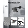 VEVOR Tub and Shower Faucet Set, Complete with 4-Inch Rainfall Shower Head and Bathtub Spout, Single-Spray Single-Handle Tub Trim Kit with 304 Stainless Steel Valve Trim for Bathrooms, Matte Black