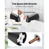 VEVOR Tub and Shower Faucet Set, Complete with 4-Inch Rainfall Shower Head and Bathtub Spout, Single-Spray Single-Handle Tub Trim Kit with 304 Stainless Steel Valve Trim for Bathrooms, Matte Black