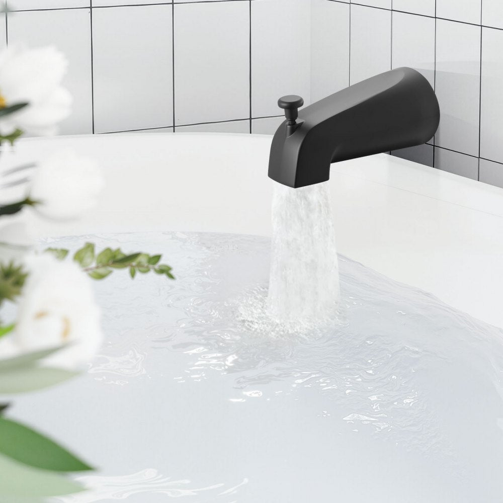 VEVOR Tub and Shower Faucet Set, Complete with 4-Inch Rainfall Shower Head and Bathtub Spout, Single-Spray Single-Handle Tub Trim Kit with 304 Stainless Steel Valve Trim for Bathrooms, Matte Black