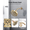 VEVOR Tub and Shower Faucet Set, Complete with 5-Inch Rainfall Shower Head and Bathtub Spout, 8-Setting Adjustable Spray, Single-Handle Tub Trim Kit with Brass Pressure Balancing Valve, Gold Finish