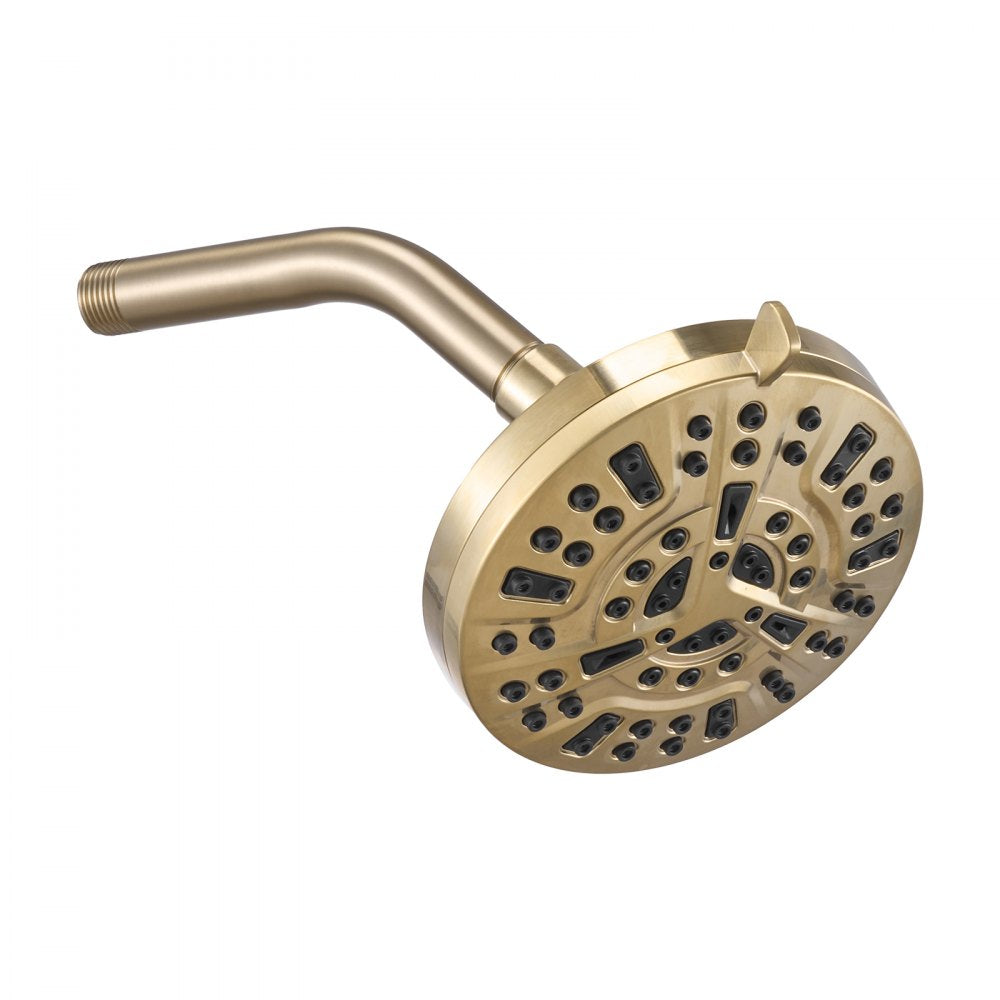 VEVOR Tub and Shower Faucet Set, Complete with 5-Inch Rainfall Shower Head and Bathtub Spout, 8-Setting Adjustable Spray, Single-Handle Tub Trim Kit with Brass Pressure Balancing Valve, Gold Finish