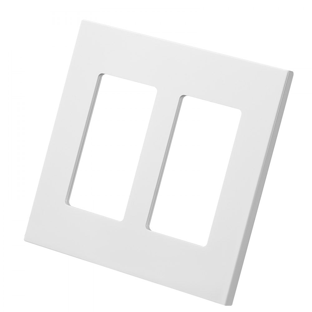 VEVOR Rocker Light Switch Wall Plates, 2-Gang Decorative Outlet Covers,Standard Size 4.57in L x 4.53in H Unbreakable Polycarbonate Thermoplastic Faceplate for Receptacle Outlet&Switch(5 Pack, White)