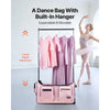 VEVOR Dance Bag with Garment Rack, 29 Inch Rolling Dance Duffel, with Wheels, Height Adjustable Clothes Rack, USB Port, Privacy Protection Curtain, Ideal for Travel and Competitions, Matte Pink