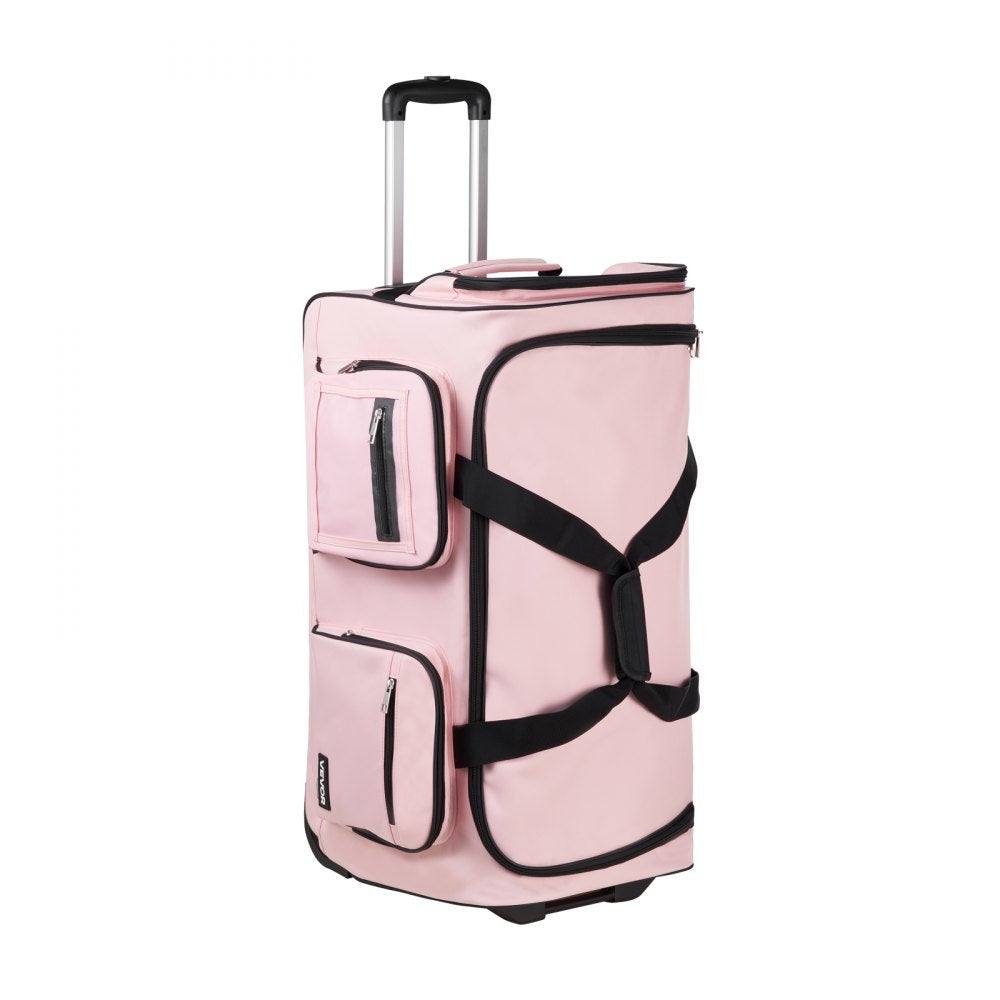 VEVOR Dance Bag with Garment Rack, 29 Inch Rolling Dance Duffel, with Wheels, Height Adjustable Clothes Rack, USB Port, Privacy Protection Curtain, Ideal for Travel and Competitions, Matte Pink