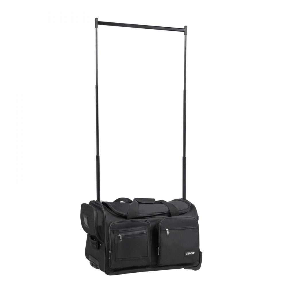 VEVOR Dance Bag with Garment Rack, 23 Inch Rolling Dance Duffel, with Wheels, USB Port, Height Adjustable Clothes Rack, Privacy Protection Curtain, Ideal for Travel and Competitions, Matte Black