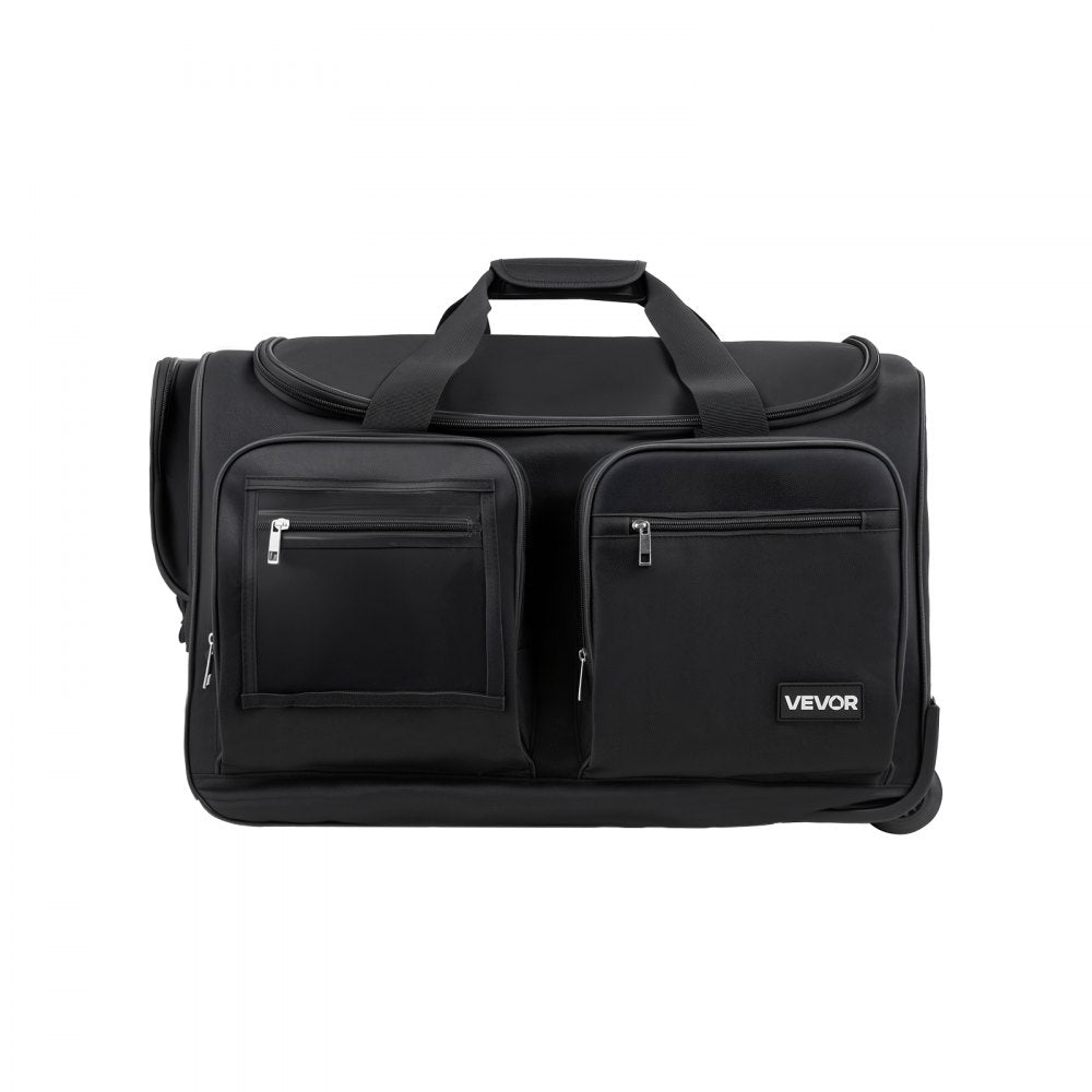 VEVOR Dance Bag with Garment Rack, 23 Inch Rolling Dance Duffel, with Wheels, USB Port, Height Adjustable Clothes Rack, Privacy Protection Curtain, Ideal for Travel and Competitions, Matte Black