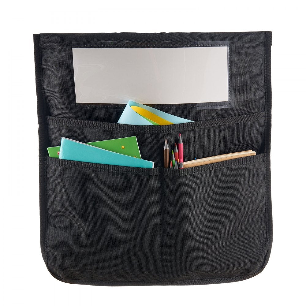 VEVOR Chair Pockets for Classroom, 24 Pack, 14 x 15 Inches Chairback Buddy Pocket with Name Tag, Back of Chair Organizer for Kids in Classroom, Kindergarten, School, and Home, Black