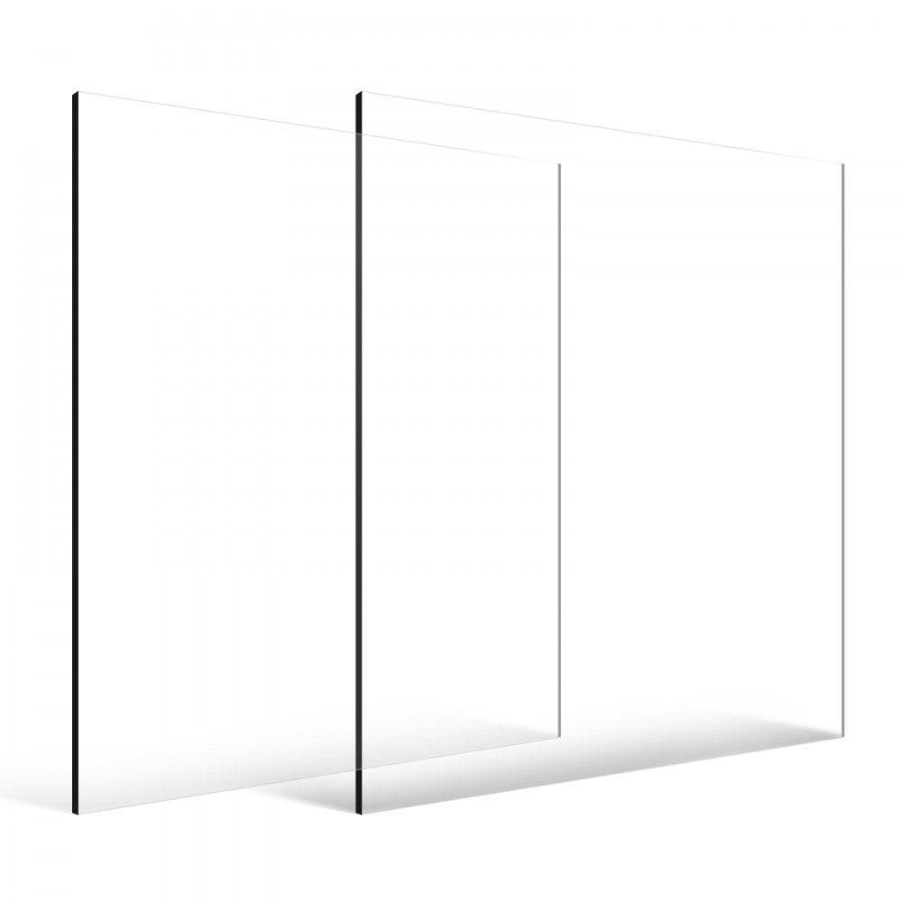 VEVOR Plexiglass Acrylic Sheet, 2-Pack Plastic Sheets, 24 x 36 Inch 1/4 Inch Thick Clear Plastic Cast Transparent Glass for Crafting Projects, Replacement Picture Frame Glass, DIY Display, Easy to Cut