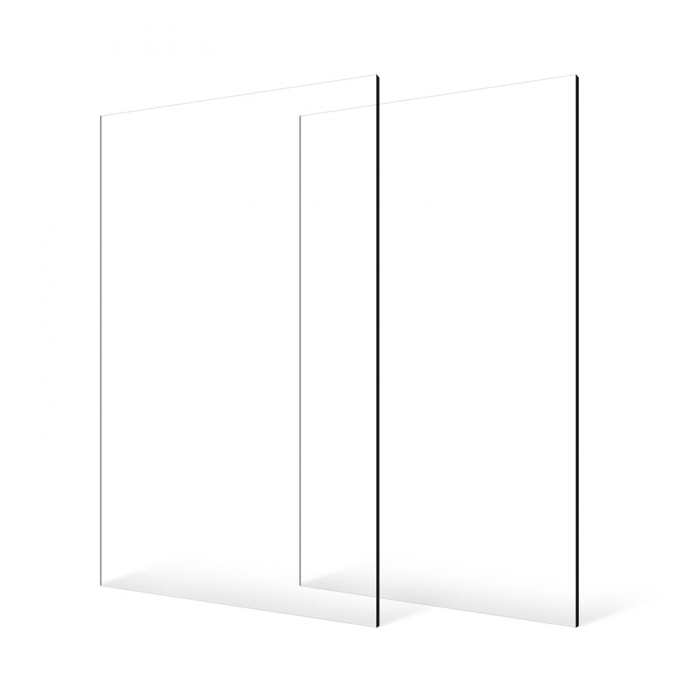 VEVOR Plexiglass Acrylic Sheets, 2-Pack Plastic Sheet, 24 x 48 Inch 1/8 Inch Thick Clear Plastic Cast Transparent Glass for Crafting Projects, Replacement Picture Frame Glass, DIY Display, Easy to Cut