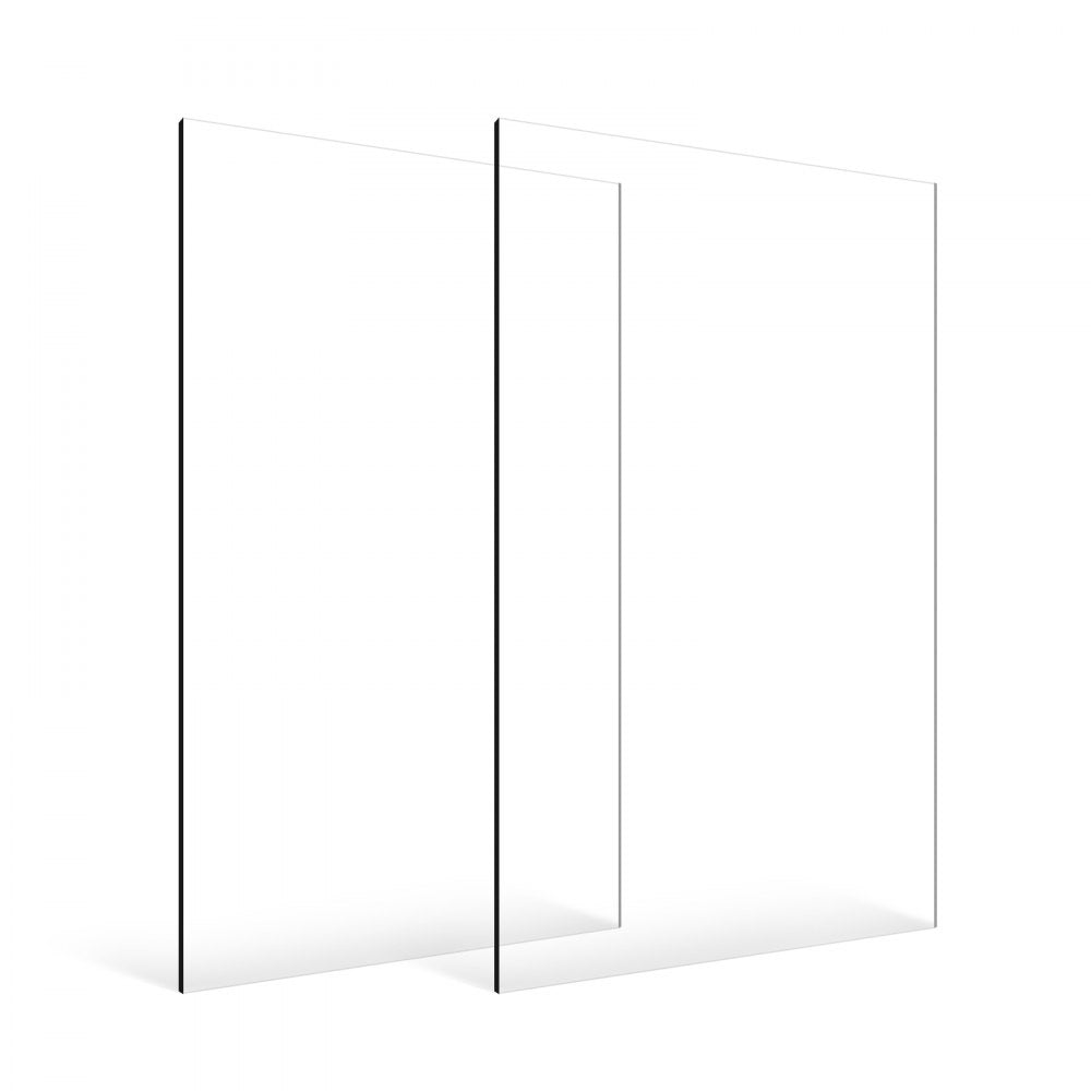 VEVOR Plexiglass Acrylic Sheets, 2-Pack Plastic Sheet, 24 x 48 Inch 1/8 Inch Thick Clear Plastic Cast Transparent Glass for Crafting Projects, Replacement Picture Frame Glass, DIY Display, Easy to Cut