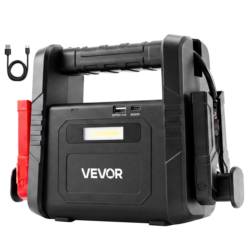 VEVOR Jump Starter 6000A Peak Portable Car Battery Booster Jump Box 12V, for Up to Most Gas / 10.0L Diesel Engine, Power Bank, 3 Mode Emergency LED Flashlight, Lithium Battery Pack, with USB Output