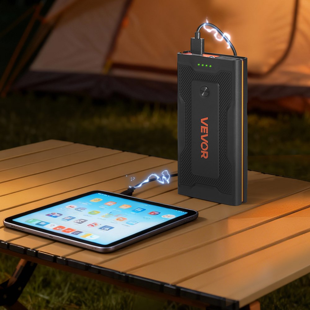 VEVOR Jump Starter, 1000A Peak, Car Jumper Starter Battery Pack, 12V Portable Lithium Battery Booster, Jump Box Power Bank with 3 Modes Flashlight and Jumper Cable, for Up to 5L Gas & 3L Diesel Engine