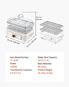 VEVOR Electric Food Steamer 6.3 QT Glass with 2-Tier Stainless Steel Trays, 1200W Vegetable Steamer for Cooking, 1-3 Servings, Pre-Programmed Settings, Delay Start, for Veggies, Seafood & Rice, White