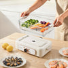 VEVOR Electric Food Steamer 6.3 QT Glass with 2-Tier Stainless Steel Trays, 1200W Vegetable Steamer for Cooking, 1-3 Servings, Pre-Programmed Settings, Delay Start, for Veggies, Seafood & Rice, White