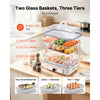 VEVOR Electric Food Steamer 10.6 QT Glass with 3-Tier Stainless Steel Trays, 1200W Vegetable Steamer for Cooking, 2-4 Servings, Pre-Programmed Settings, Delay Start, for Veggies, Seafood & Rice, White