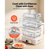 VEVOR Electric Food Steamer 10.6 QT Glass with 3-Tier Stainless Steel Trays, 1200W Vegetable Steamer for Cooking, 2-4 Servings, Pre-Programmed Settings, Delay Start, for Veggies, Seafood & Rice, White