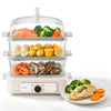 VEVOR Electric Food Steamer 10.6 QT Glass with 3-Tier Stainless Steel Trays, 1200W Vegetable Steamer for Cooking, 2-4 Servings, Pre-Programmed Settings, Delay Start, for Veggies, Seafood & Rice, White