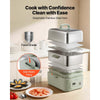 VEVOR Electric Food Steamer 13.7 QT 2-Tier Stainless Steel for 3-6 Servings, 1500W Vegetable & Meal Steamer for Cooking with 9 Pre-Programmed Settings, Keep Warm, for Veggies, Seafood & Rice, Green