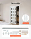 Packing list showing 2 closet doors and installation hardware kit