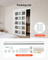 VEVOR Sliding Closet Door, 60" (Double 31") x 80", 5-Lite Frosted Glass Bypass Sliding Doors with Hardware Kit & Floor Guide