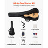 VEVOR Dreadnought Acoustic Guitar, 39 in, 6-String Natural Solid Spruce Top Guitar, Portable Bundle with Gig Bag, Tuner, Strap, Steel Strings, Picks, Capo, Rosewood Fingerboard, for Beginner Adults