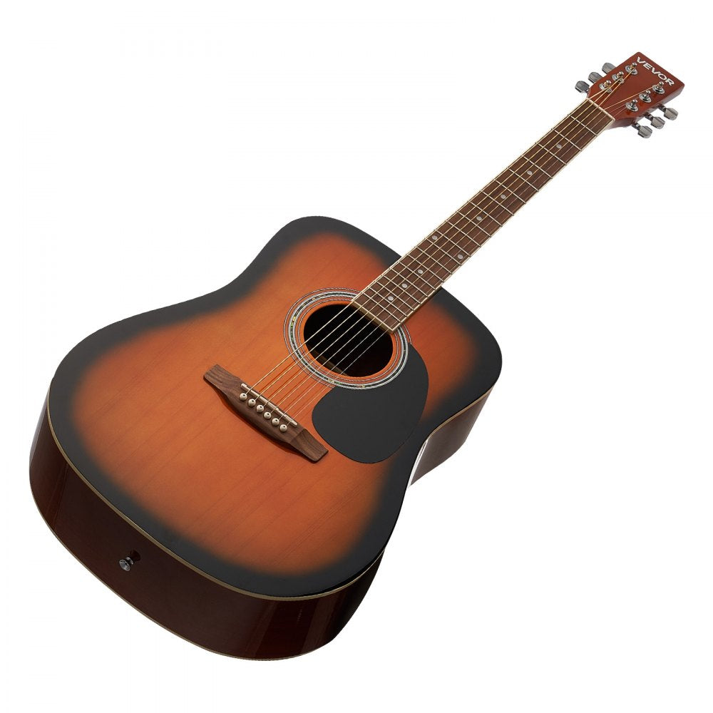 VEVOR Dreadnought Acoustic Guitar, 41 in, 6-String Sunburst Solid Spruce Top Guitar, Beginner Bundle with Gig Bag, Tuner, Strap, Strings, Picks, Capo, Rosewood Fingerboard, for Adult Taller Player