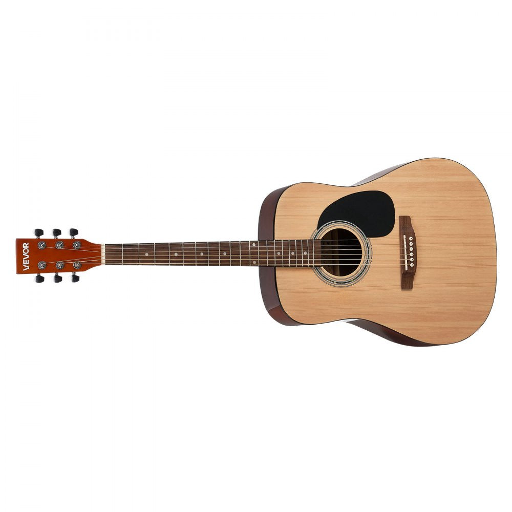 VEVOR Dreadnought Acoustic Guitar, 41 in, 6-String Natural Solid Spruce Top Guitar, Beginner Bundle with Gig Bag, Tuner, Strap, Strings, Picks, Capo, Rosewood Fingerboard, for Adults Taller Players