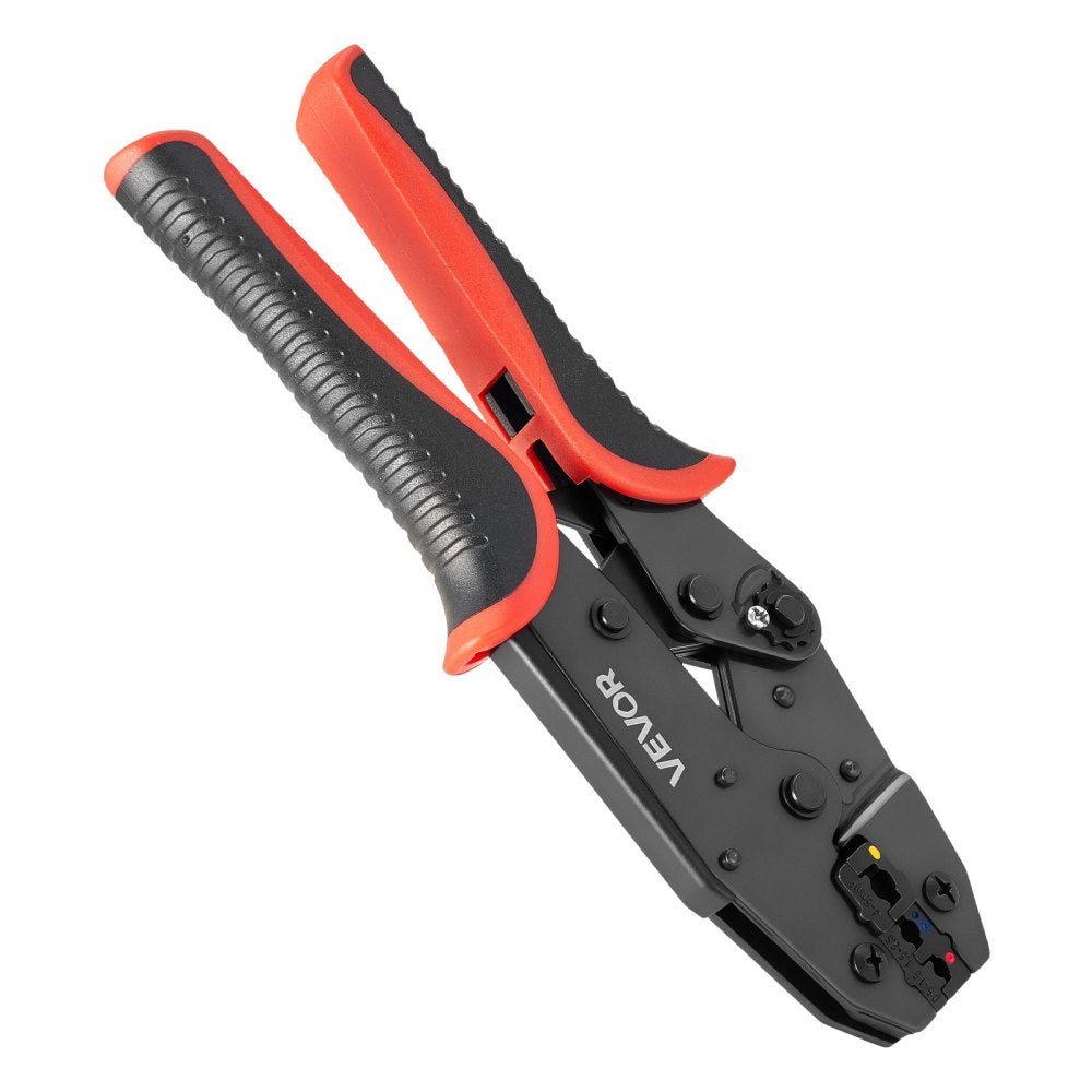 VEVOR Crimping Tool, 22-10 AWG Ratcheting Wire Crimper Tool, Labor-Saving Electrical Terminal Crimp Pliers with Clear Metric & AWG Markings, Quick Release, Adjustable Force for Multiple Terminals