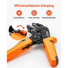 VEVOR Crimping Tool, 24-12 AWG Ratcheting Wire Crimper Tool, Labor-Saving Electrical Terminal Crimp Pliers with Clear Metric & AWG Markings, Quick Release, Adjustable Pressure for Multiple Terminals