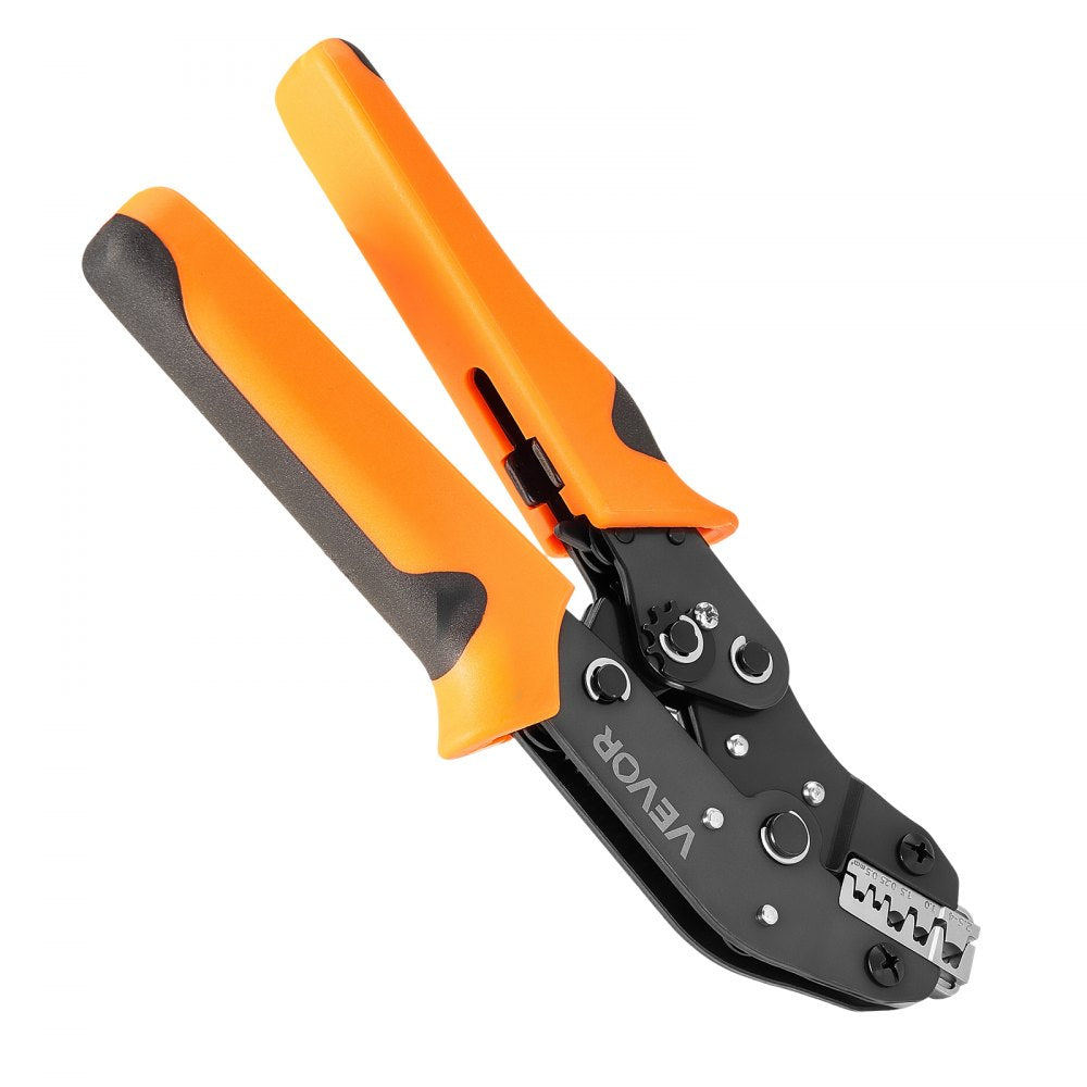VEVOR Crimping Tool, 24-12 AWG Ratcheting Wire Crimper Tool, Labor-Saving Electrical Terminal Crimp Pliers with Clear Metric & AWG Markings, Quick Release, Adjustable Pressure for Multiple Terminals