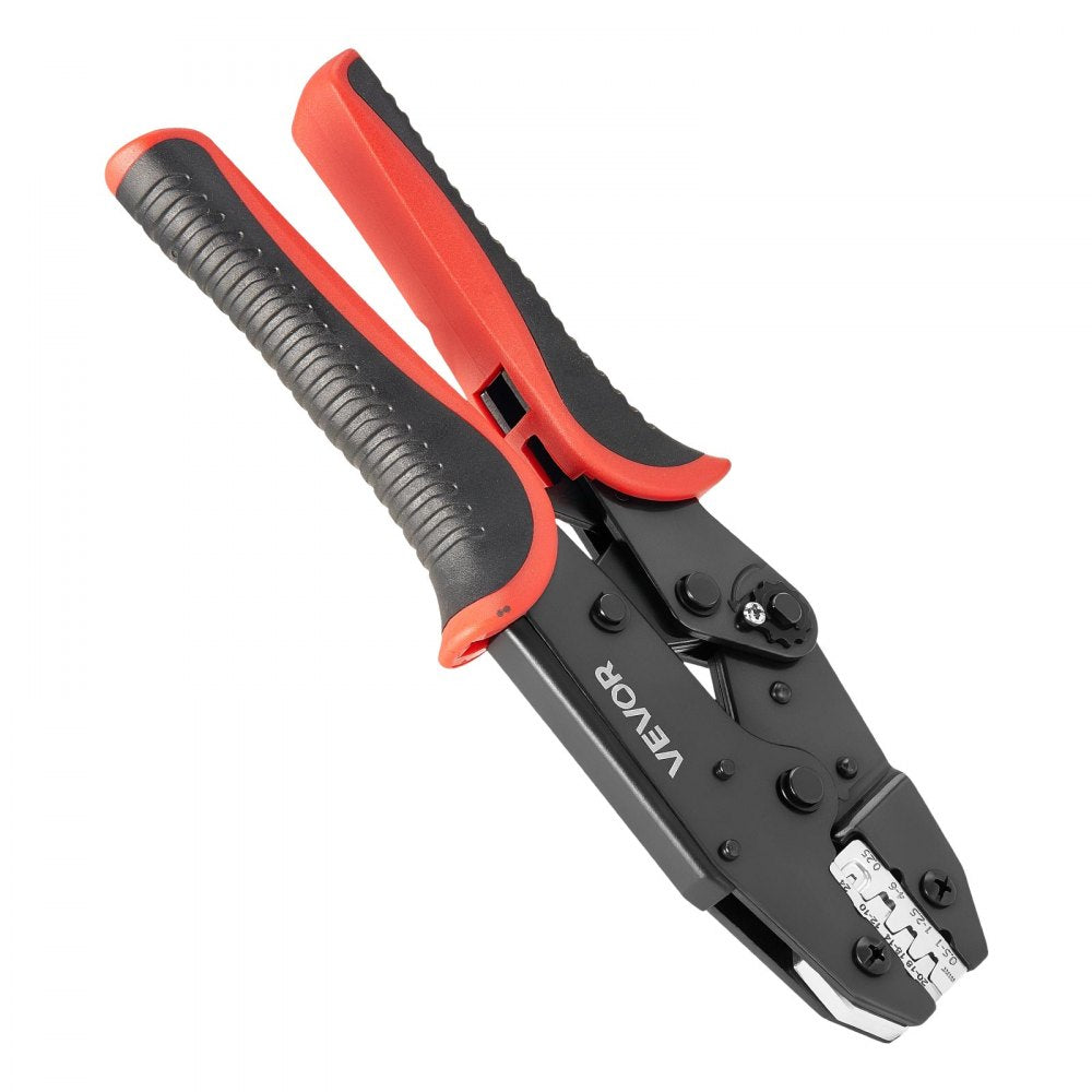 VEVOR Crimping Tool, 24-10 AWG Ratcheting Wire Crimper Tool, Labor-Saving Electrical Terminal Crimp Pliers with Clear Metric & AWG Markings, Quick Release, Adjustable Pressure for Multiple Terminals