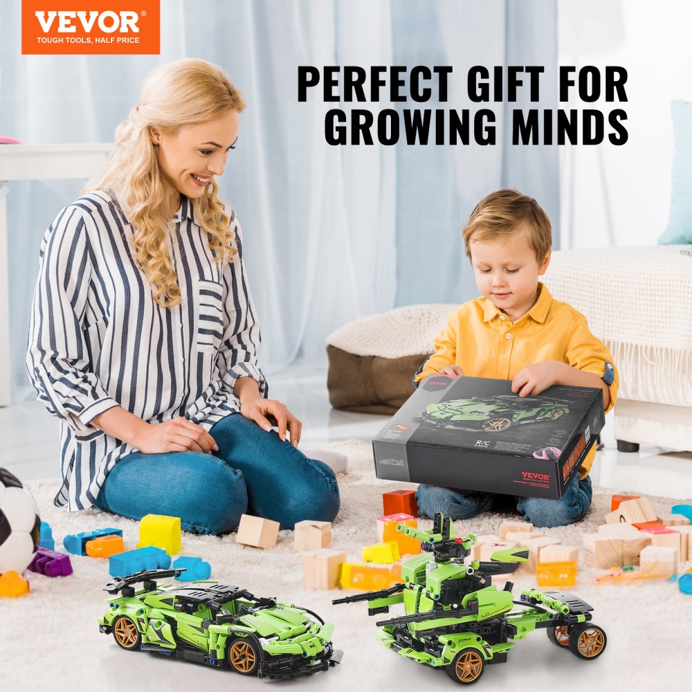 VEVOR STEM Building Toys for Kids, 2-in-1 461 PCS Blocks, Remote Control Car Building Kits Remote & APP Controlled Car/Robot, RC STEM Robots Building Set Gifts for Boys Girls Aged 6+