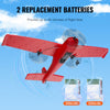 VEVOR RC Plane, 2.4GHZ 2 Channel Remote Control Airplane with 6-Axis Gyro Stabilizer, Ready to Fly Aircraft Plane Toys with 2 Batteries, Easy to Fly RC Glider for Adults Kids Beginners Boys Girls