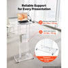 VEVOR Podium Stand 47 inch Acrylic Lectern Mobile Laptop Desk Storage Shelf, for Schools, Churches and Events, Clear Portable Presentation Lectern Stand with Storage Shelf, Book Stop, Spacious Surface