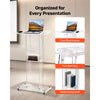 VEVOR Podium Stand 47 inch Acrylic Lectern Mobile Laptop Desk Storage Shelf, for Schools, Churches and Events, Clear Portable Presentation Lectern Stand with Storage Shelf, Book Stop, Spacious Surface