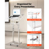VEVOR Podium Stand, Adjustable Height Acrylic Lectern Mobile Laptop Desk, for Schools, Churches and Events, 43-46 inch, Clear Portable Presentation Lectern Stand with 70-180° Tilt and Storage Shelf
