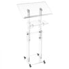 VEVOR Podium Stand, Adjustable Height Acrylic Lectern Mobile Laptop Desk, for Schools, Churches and Events, 43-46 inch, Clear Portable Presentation Lectern Stand with 70-180° Tilt and Storage Shelf
