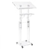VEVOR Podium Stand, Adjustable Height Acrylic Lectern Mobile Laptop Desk, for Schools, Churches and Events, 43-46 inch, Clear Portable Presentation Lectern Stand with 70-180° Tilt and Storage Shelf
